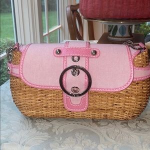 Rafe wicker bag with pink canvas